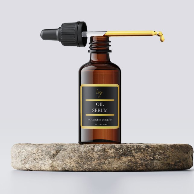 Etiqueta de Seringa de Óleo Preto e Dourado (Criador carregado)