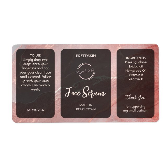 Etiqueta de Sérum Brilhante Rose Gold (Frente)