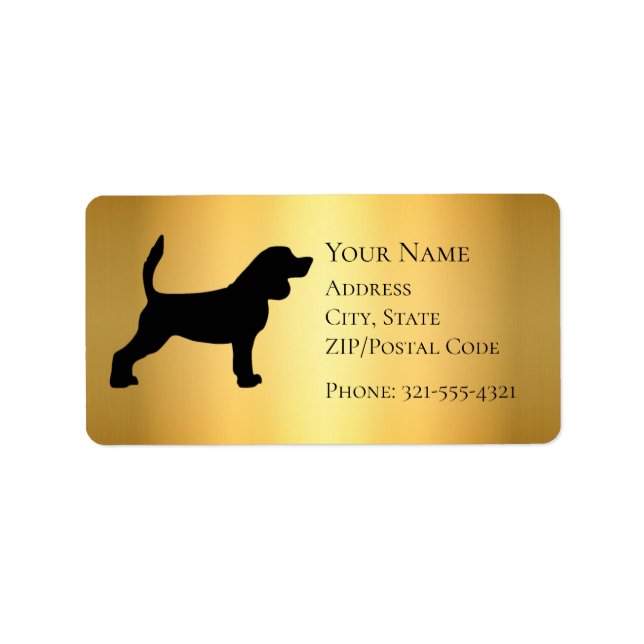 Etiqueta de Silhueta de Beagle (Frente)