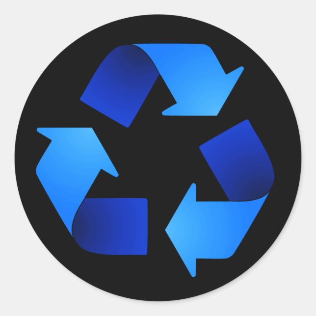 Etiqueta de Símbolo de Reciclagem Azul (Frente)