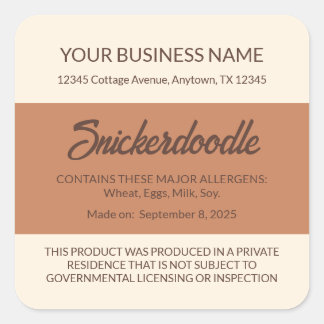 Etiqueta de Snickerdoodle da Lei de Alimentos de C