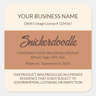 Etiqueta de Snickerdoodle da Lei de Alimentos de C
