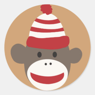 Etiqueta de sorriso bonito da cara do macaco da