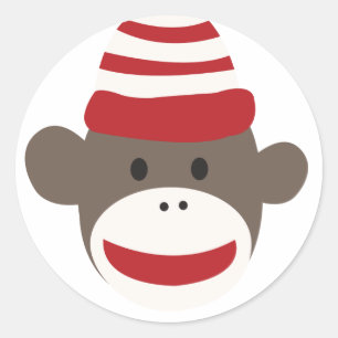 Etiqueta de sorriso bonito da cara do macaco da