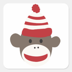 Etiqueta de sorriso bonito da cara do macaco da