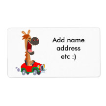 Etiqueta de Transporte de Cartoon Horse Motoon Mot