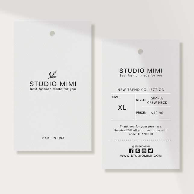 Etiqueta de travamento de vestuário com preço, tam (Criador carregado)