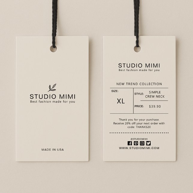 Etiqueta de travamento de vestuário com preço, tam (Criador carregado)