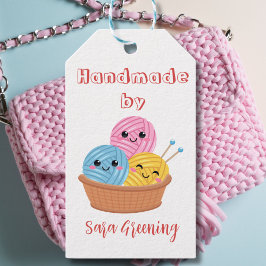 Etiqueta de tricô feita à mão, etiqueta de cuidado