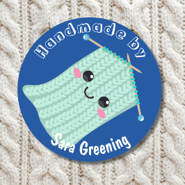 Etiqueta de tricô feita à mão, etiqueta de cuidado