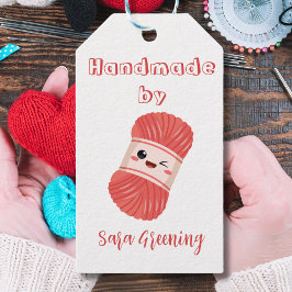 Etiqueta de tricô feita à mão, etiqueta de cuidado