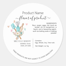 Etiqueta de utensílios de cozedura a aquarelas