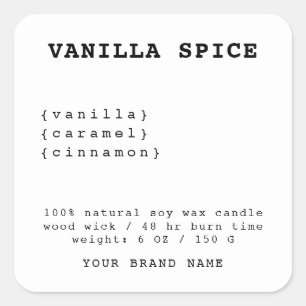 Etiqueta de vela branca minimalista