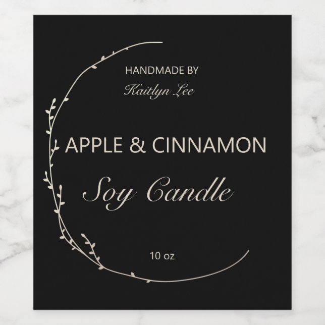 Etiqueta de Vela Chic Floral Black & White Fabrica (Rótulo Único)