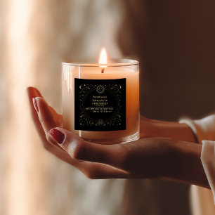 Etiqueta de Vela de Apotário Mágico Dourado Preto