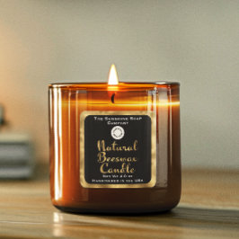 Etiqueta de vela de cera de abelhas a preto e dour