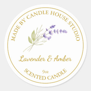 Etiqueta de Vela de Lavanda Homemada Dourada Bra