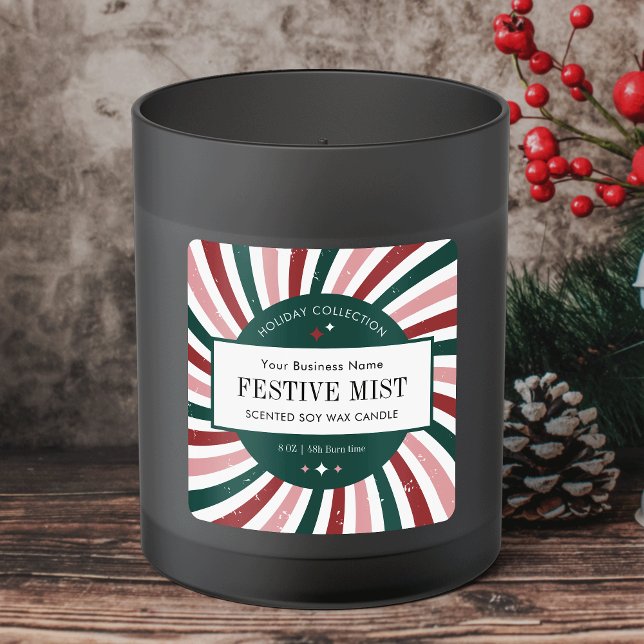 Etiqueta de Vela de Natal Retro Embalagem de Féria (Bring back the nostalgia with this retro-inspired Christmas product sticker)