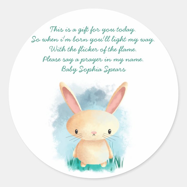 Etiqueta de Vela de Oração Bunny (Frente)