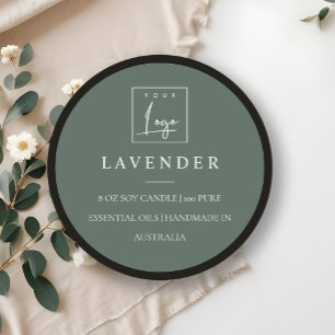 Etiqueta de Vela do Logotipo Verde Mínimo Elegante