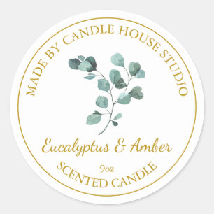Etiqueta de Vela Eucalyptus caseira Dourada Bran