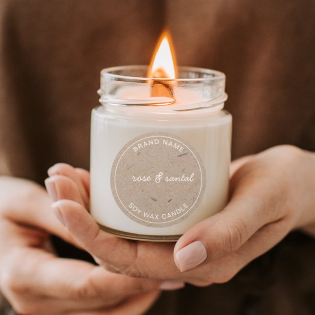 Etiqueta de Vela Feita à Mão Simples Kraft Russo M (Modern rustic recycled kraft paper candle stickers and candle labels for small business  )