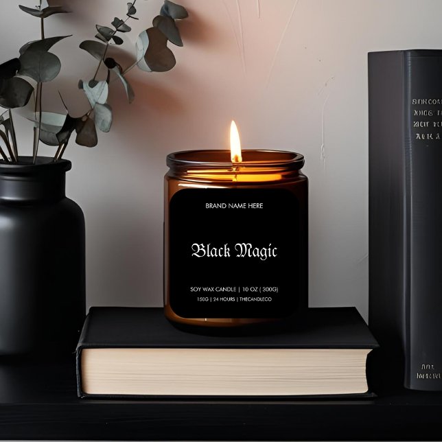 Etiqueta de Vela Gótica Preta | Dia das Bruxas (Criador carregado)