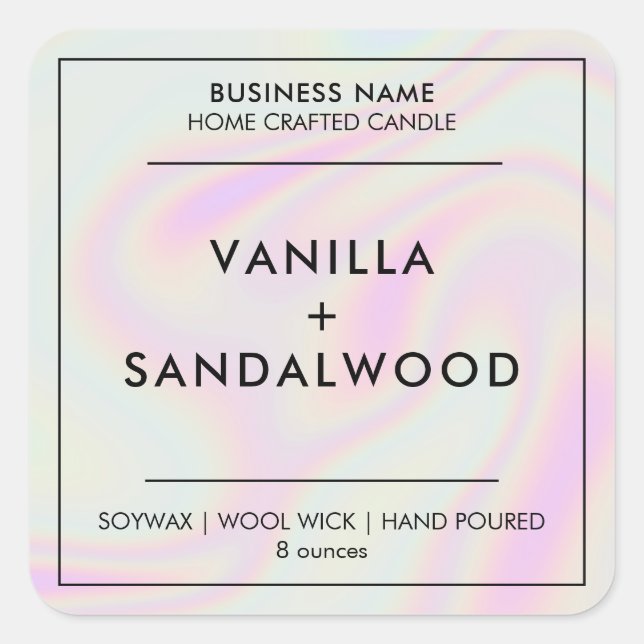 Etiqueta de Vela Holográfica Moderna (Frente)