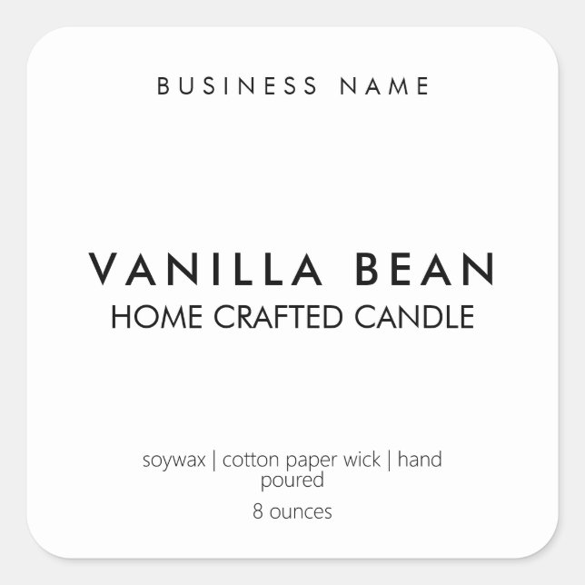 Etiqueta de Vela Mínima Moderna (Frente)