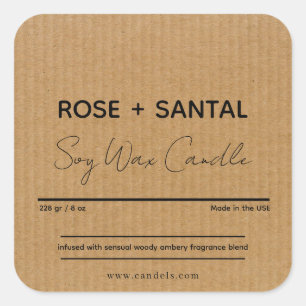 Etiqueta de Vela Personalizada Quadrada do Kraft,P