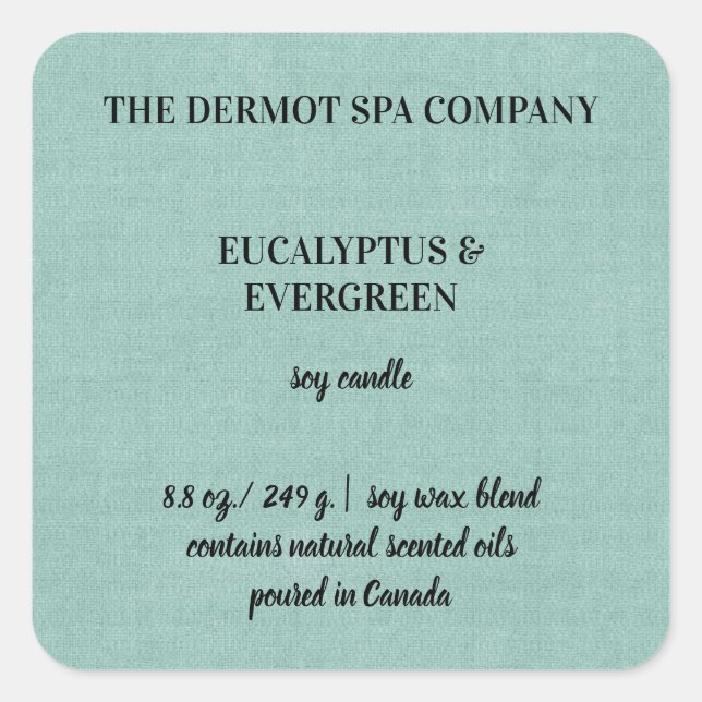 Etiqueta de Vela Verde Editável (Frente)