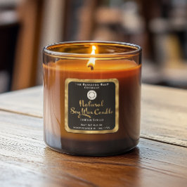 Etiqueta de velas de cera natural de soja preta e