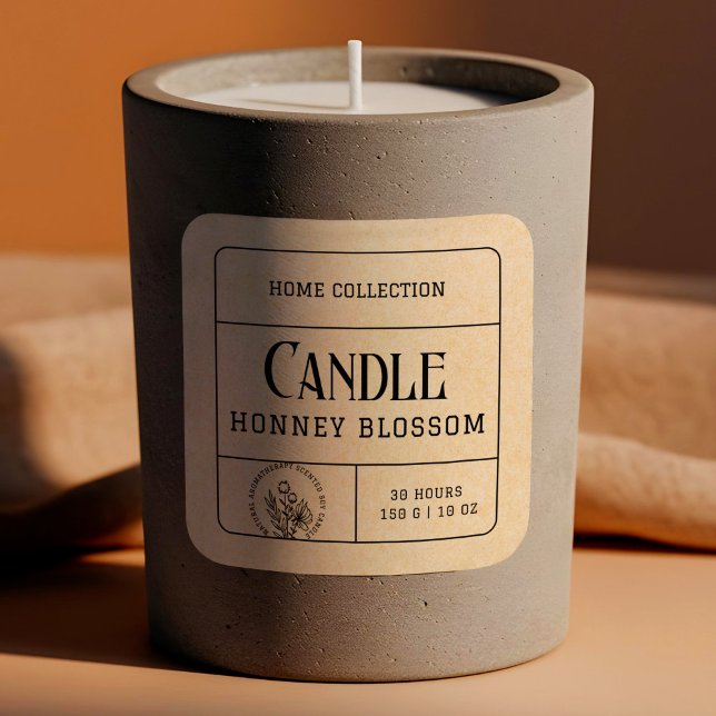 Etiqueta de Velas de Papel Boho Kraft Beige (Boho Kraft Beige Paper Candle Labels Sticker )