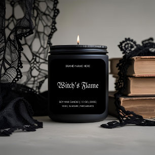 Etiqueta de Velas do Dia das Bruxas Gótica Preto