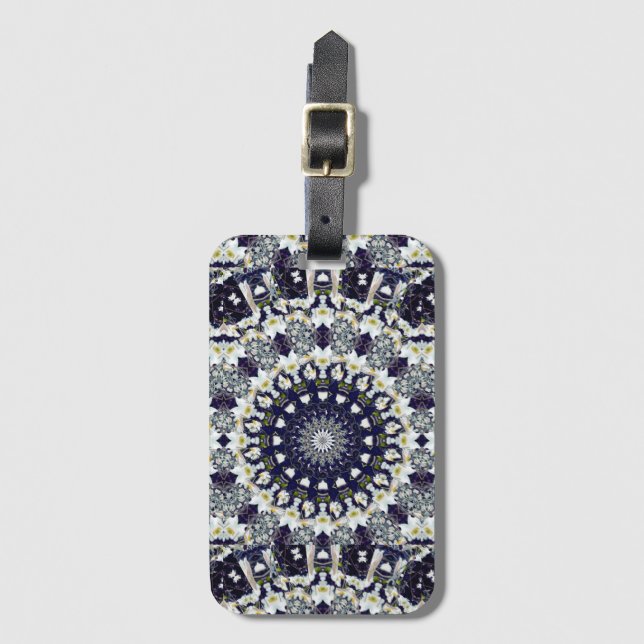 Etiqueta de Viagem de Bagagem de Mandala Branco Az (Frente Vertical)
