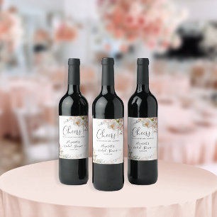 Etiqueta de Vinha para Chá de Noiva Floral Cor de