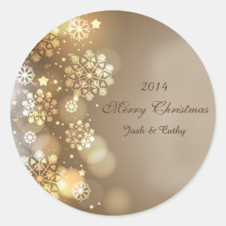 Etiqueta de Vinho com Flocos de Neve Dourados e Pe