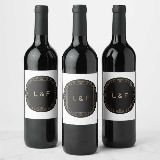 Etiqueta de Vinho com Monograma Elegante – Tema Pr (Garrafas)