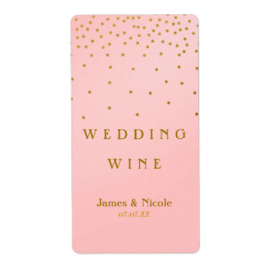 Etiqueta de Vinho com Pontos de Confete em Rosa e