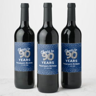 Etiqueta de Vinho de 90 de Prata Azul