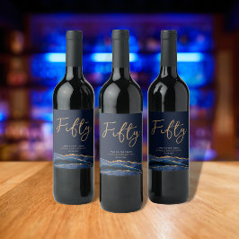 Etiqueta de Vinho de Aniversário de 50 anos Navy B