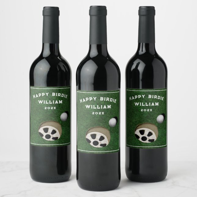 Etiqueta de Vinho de Aniversário de Golfe (Garrafas)