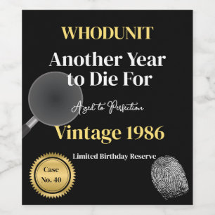 Etiqueta de Vinho de Aniversário Quem Matou Mais