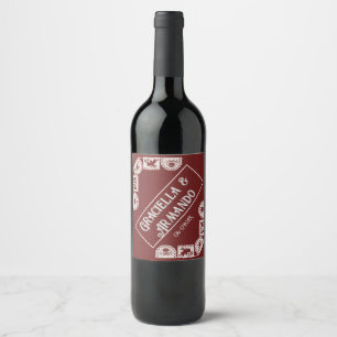 Etiqueta de vinho de casamento Burgundy Papel Pica