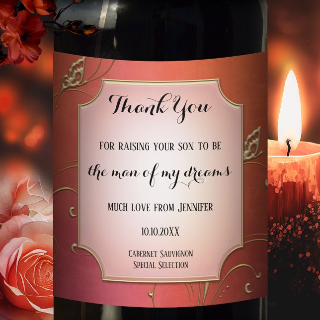 Etiqueta De Vinho De Casamento Da rosa Dourada (Criador carregado)