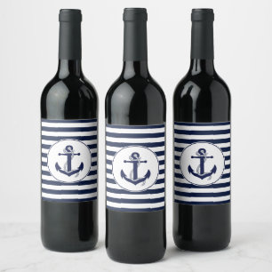 Etiqueta De Vinho De Casamento De Âncora Com mari