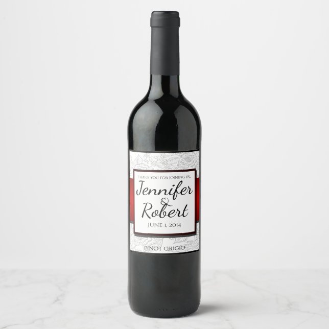 Etiqueta de Vinho de Casamento de Boêmia Branca Ne (Frente)