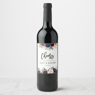 Etiqueta de Vinho de Casamento de Borgonha e Marin