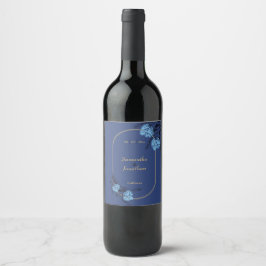 Etiqueta de Vinho de Casamento de Flor Azul-rico