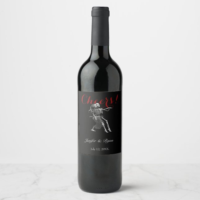 Etiqueta de Vinho de Casamento de Halloween (Frente)
